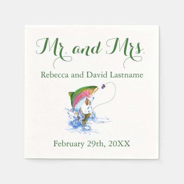 Fiskeöring Thned Bröllop Pappersservett (Framsidan)