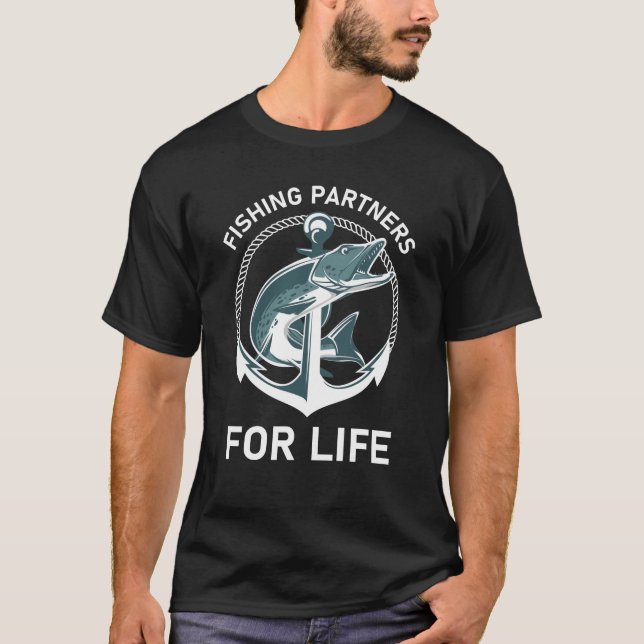 Fiskepartner för livet t shirt (Framsida)