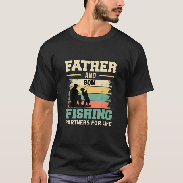 Fiskepartner i far och Son för livet T Shirt (Framsida)