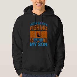 Fiskepartners design för far och son hoodie
