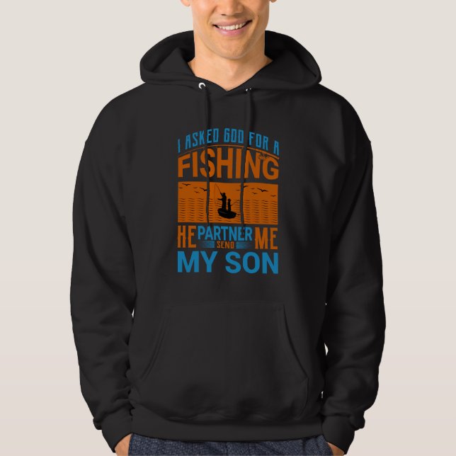 Fiskepartners design för far och son hoodie (Framsida)