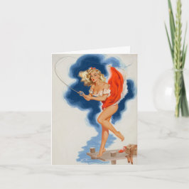Fiskepinup, Vintage Pinup Födelsedag Kort