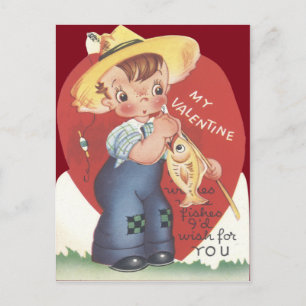 Fiskepool Fish Land Boy Valentine Helg Vykort