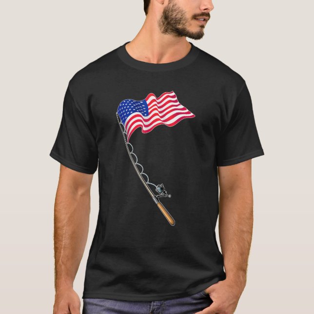 Fiskepool USA Flagga Amerikanska Pridet Fiskare Fi T Shirt (Framsida)