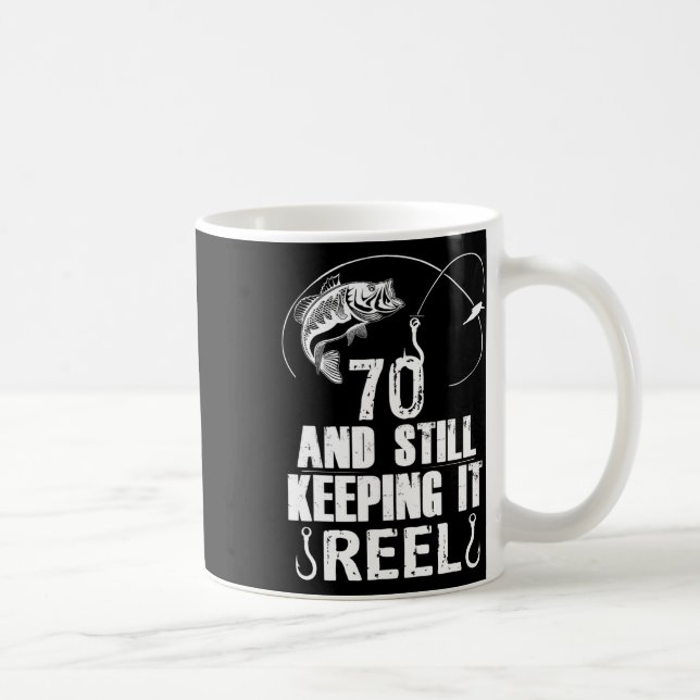 Fiskepresent för 70-årsdag 70 år gammal fiskarepre kaffemugg (Höger)