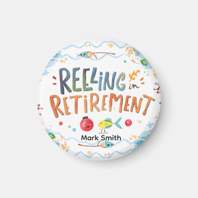 Fiskeredning i Pension Party, vattenfärg Magnet (Framsidan)