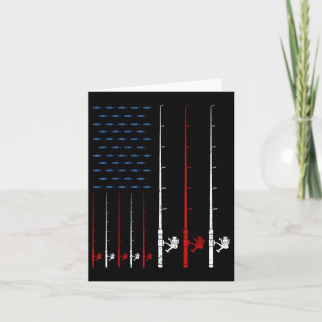 Fiskeredskap Amerikanska Flagga Kort (Framsida)