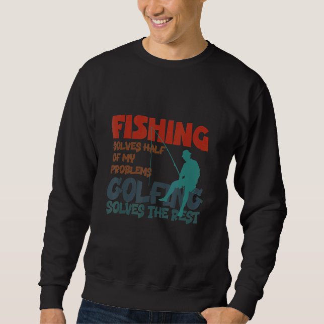 Fiskereserver hälften av mina problem Golfing Solv Lång Ärmad Tröja (Framsida)