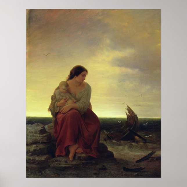 Fiskermannens hustru på stranden poster (Framsidan)