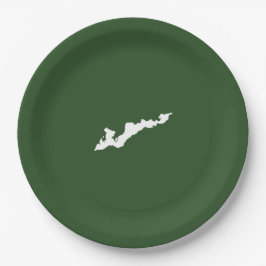 Fiskeröarnas Logotyp Pappra Tallrikar - Vit/Grönt