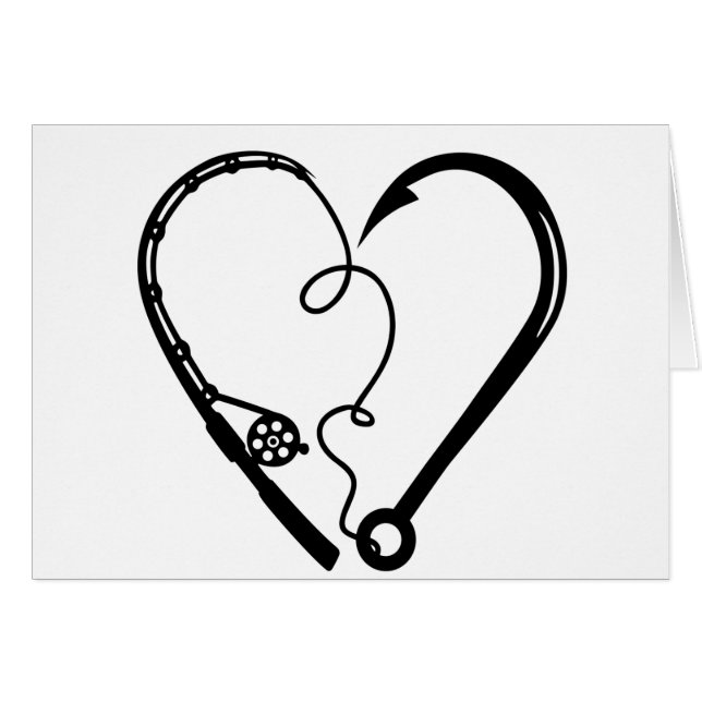 FISKEROD HEART KROK HÄLSNINGSKORT (Framsidan Horizontal)