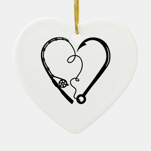 FISKEROD HEART KROK JULGRANSPRYDNAD KERAMIK (Framsidan)