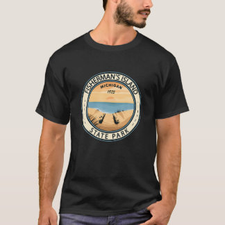 Fiskeröns nationalpark Michigan Badge Vinta T Shirt