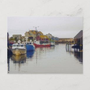 Fiskesamhället Nova Scotia Canada Art Vykort