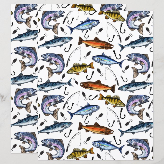 Fiskescrapbookpapper (Fram/baksida)
