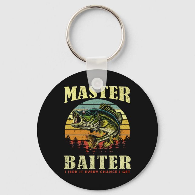 Fiskeshirt Mästare-byter Rollig Byss Pappa  Nyckelring (Framsida)