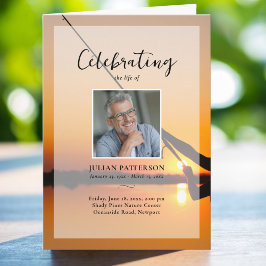 Fiskesolnedgång Foton Firande i livets begravning Program