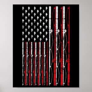 Fiskespö Amerikansk Flagga Rolig Vintage Fiske Poster