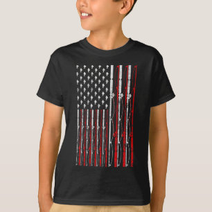 Fiskespö Amerikansk Flagga Rolig Vintage Fiske  T Shirt