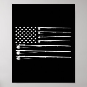 Fiskespö Fiske Amerikansk Flagga Poster