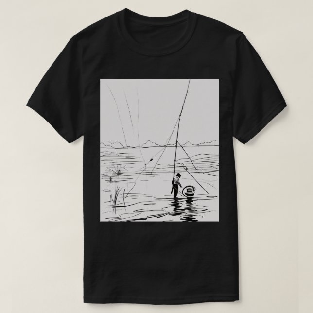 Fiskespö Sjöspridning Linje Konst Minimalistisk Vi T Shirt (Design framsida)