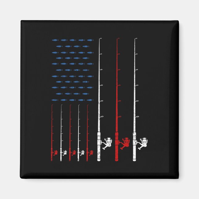 Fiskespön Amerikansk Flagga  Magnet (Framsidan)