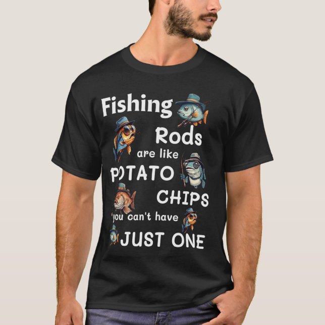 Fiskespön är som potatischips Rolig fiskare T Shirt (Framsida)