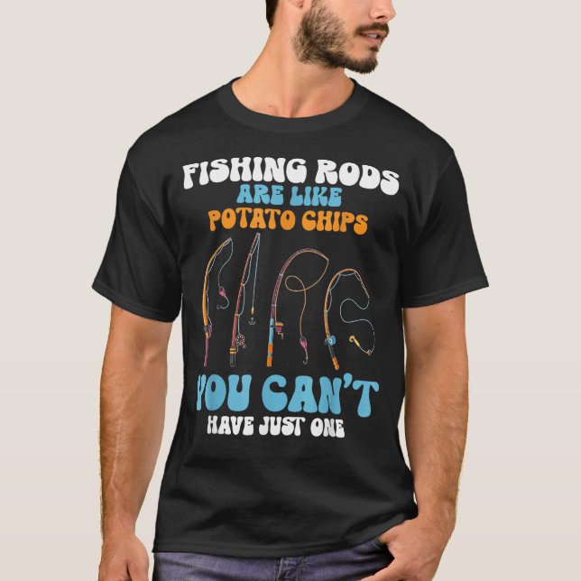Fiskespön är som potatischips Rolig fiskare T Shirt (Framsida)