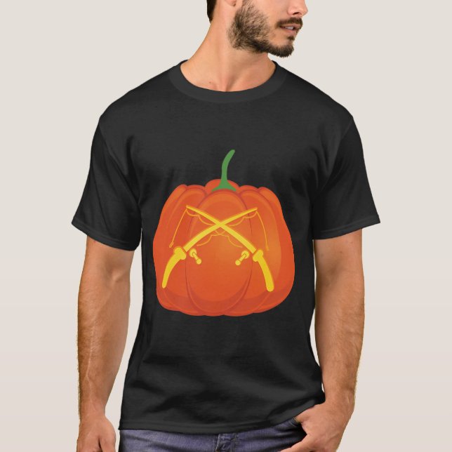 Fiskespön Jack o Lantern Halloween tryck T Shirt (Framsida)