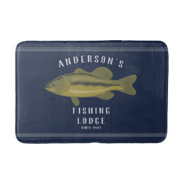 Fiskespråk i blått, snus och familj badrumsmatta