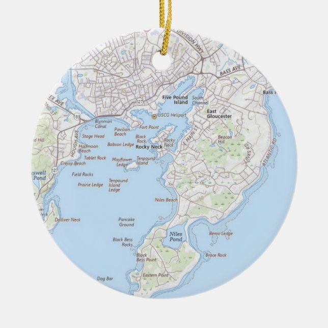 Fiskestaden Gloucester MA-ornament Julgransprydnad Keramik (Framsidan)