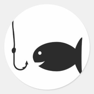 fiskesymbol runt klistermärke