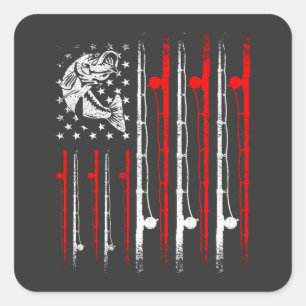 Fisket i den amerikanska Flagga Vintage med fisk Fyrkantigt Klistermärke