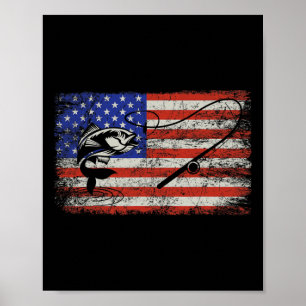 Fisket i Independence day, amerikansk Flagga 4 jul Poster