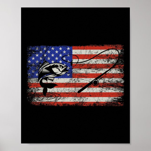 Fisket i Independence day, amerikansk Flagga 4 jul Poster (Framsidan)