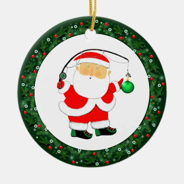 Fisket jul present julgransprydnad keramik (Framsidan)