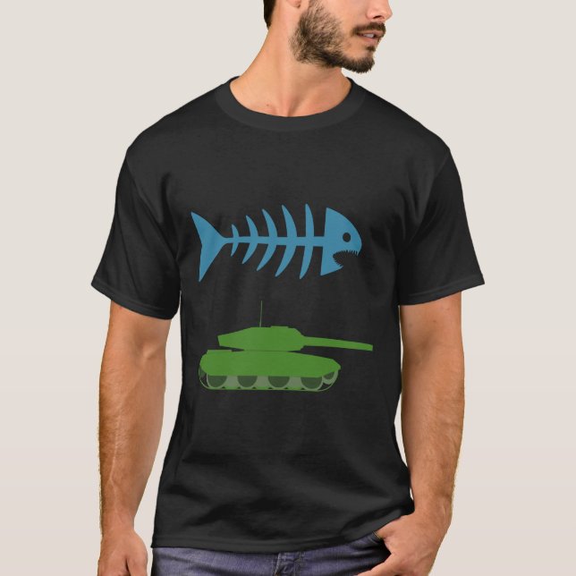 Fisketankens Tecknad Fiskens Tank T Shirt (Framsida)