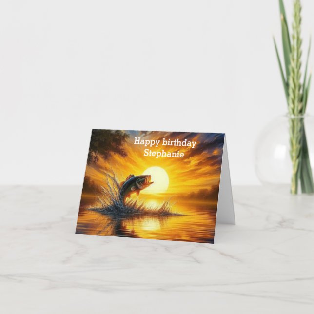 fisketeknik som leder ut från solnedgången Grattis Kort (Framsida)