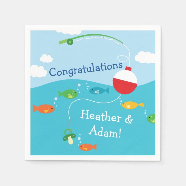 Fisketema Beställning av babyskor för fiskare Pappersservett (Framsidan)