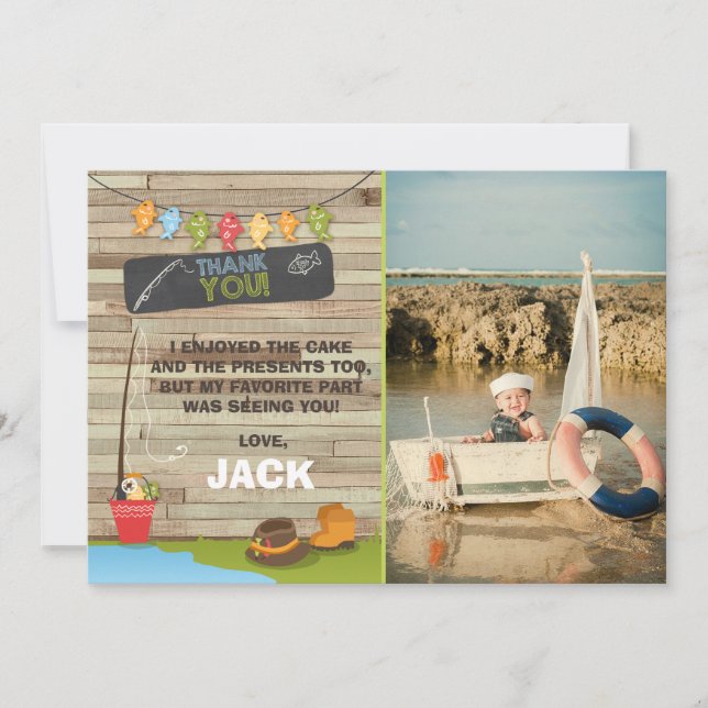 Fisketema födelsedags kort Tack för du kom (Framsida)