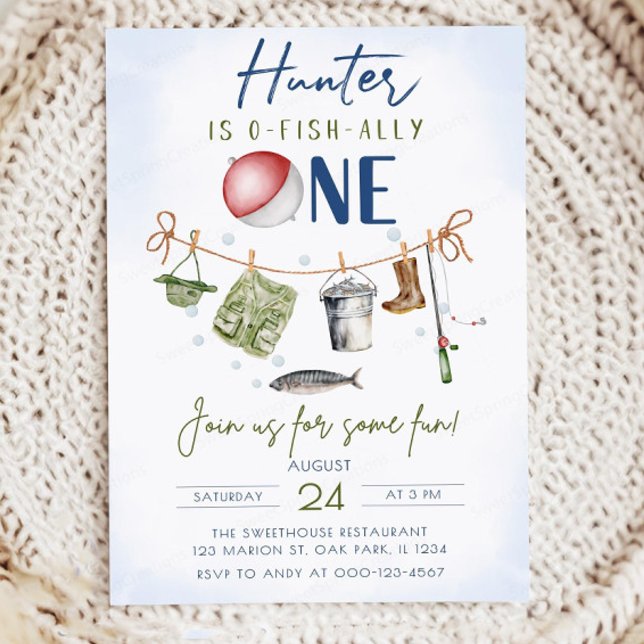 Fisketema för Första Födelsedagsinbjudan: O-Fish Inbjudningar (Skapare uppladdad)