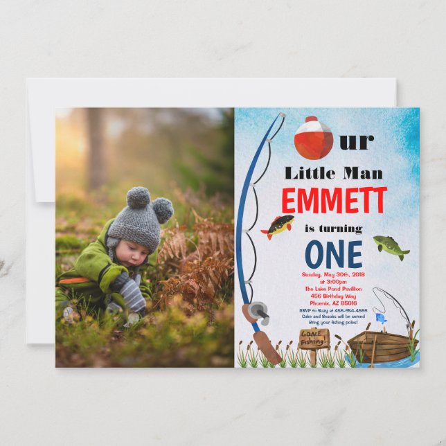 Fisketema Reel Fish Boy 1a i alla åldrar Inbjudningar (Framsida)