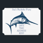Fisketema-svärdfisk Sjuande firande för herrar Inbjudningar<br><div class="desc">En cool inbjudan med en fisketema-illustration av en svärdfisk mot en nautisk vit konstbakgrund. Denna inbjudan skulle vara lämplig för en sjuande firande fisketur eller någon födelsedagsfest med fisketur. Texten är helt anpassningsbar och kan ändras för att återspegla ett födelsedagstema om du behöver.</div>