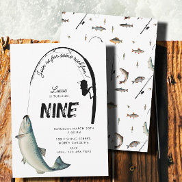 Fisketemaområde Reel Roligt Barns födelsedag Party Inbjudningar