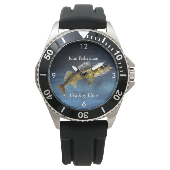 Fisketid med Walleye Pikeon Blue Watch Armbandsur (Framsida)