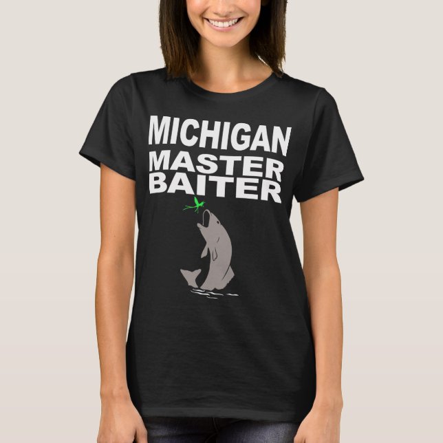 Fisketräja för Michigan rolig Master Baiter proffs T Shirt (Framsida)