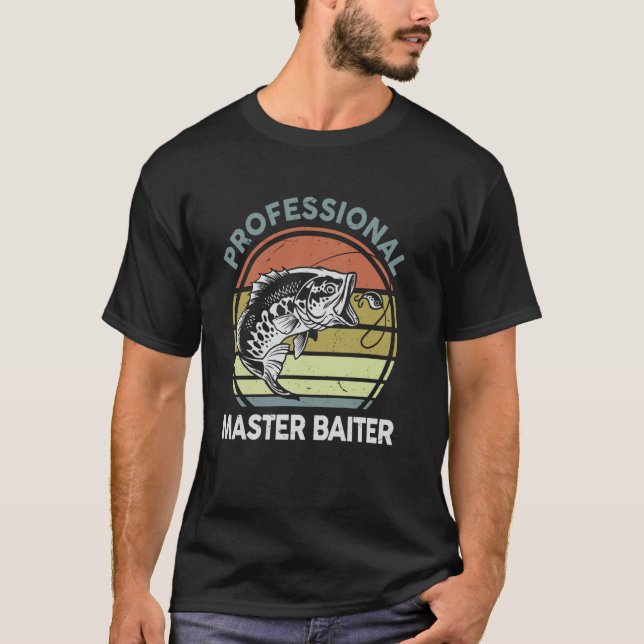 Fisketräja Professionell Master-Baiter Rolig Vin T Shirt (Framsida)