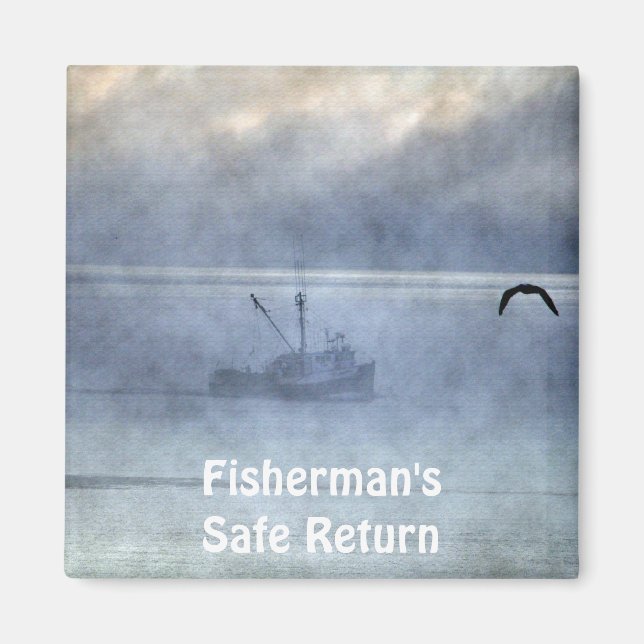 Fisketrålare & Fiskmås Fishermans Gift Magnet (Framsidan)