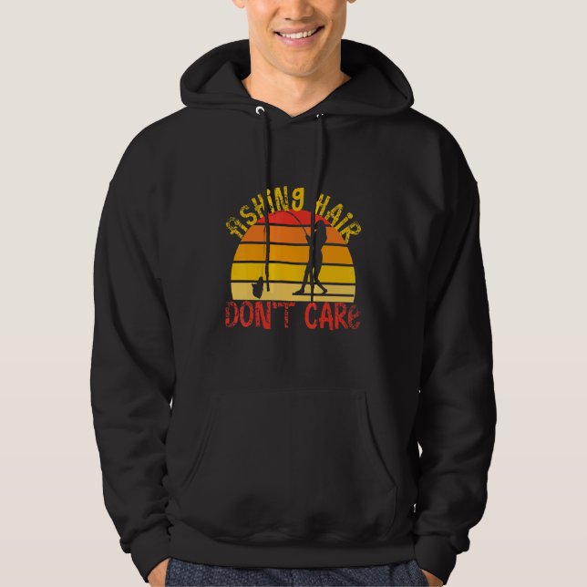 Fisketräning För Kvinnor Fiskande Hår Bryr Sig Int Hoodie (Framsida)