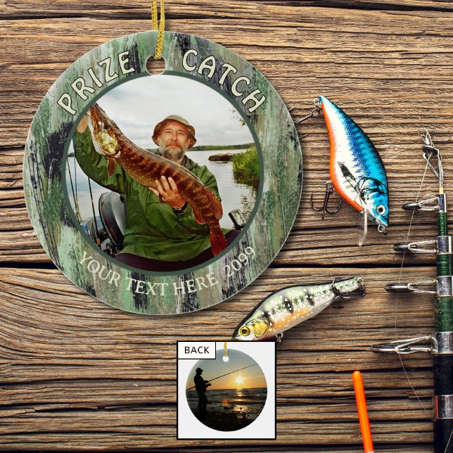 Fisketrofé Fångst 2 Bilder Julgransprydnad Keramik (Skapare uppladdad)